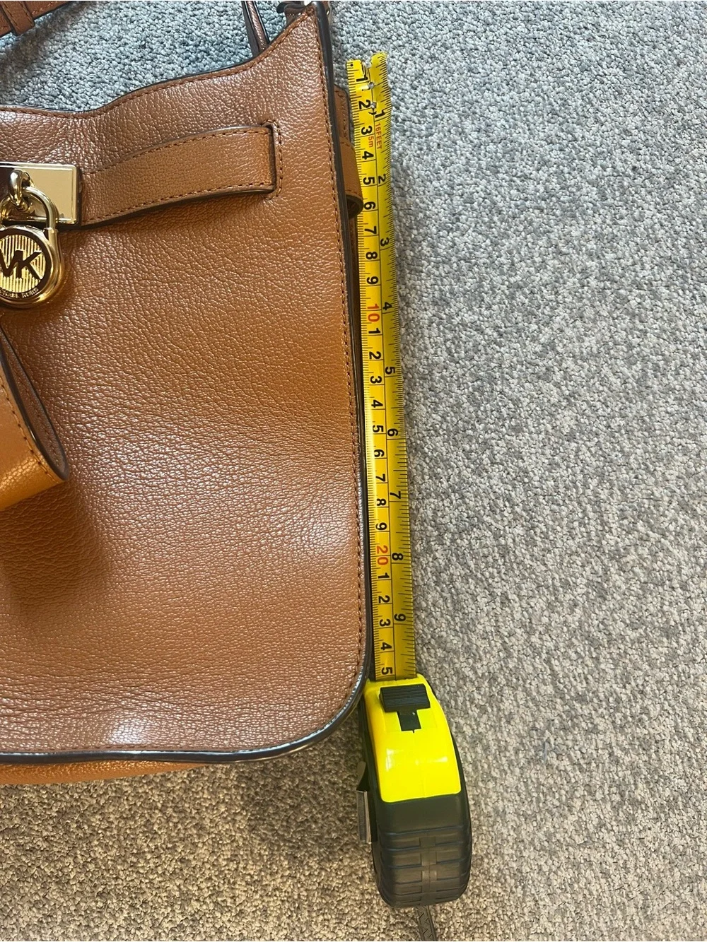 Michael Kors Chestnut Pebbled Leather Shoulder Bag with Gold Tone Hardware